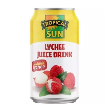 Tropical sun Lychee Juice Drink 330ml x 12 Can Pack (Uk Import)