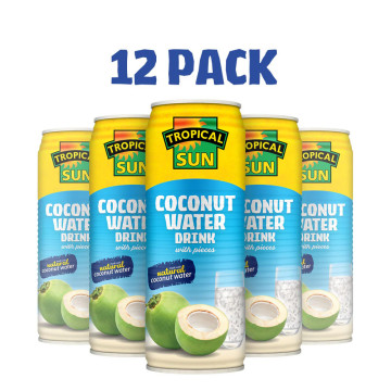 Tropical Sun coconut water with pieces 520 x 12 Cans (Uk Import)