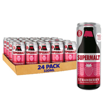 Supermalt Strawberry 330ml Can x 24 (UK Import)