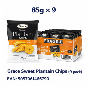 Grace Sweet Plantain Chips 85g x 9 Bags (Colombia Import)