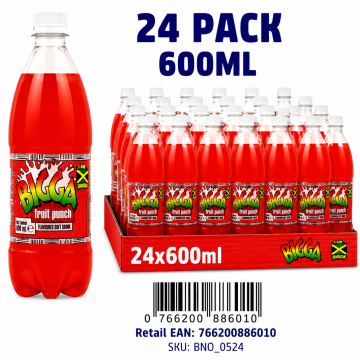 Buy Bigga Fruit Punch Soft Drink 24 x 600ml Bottles - Wholesale | Dubai UAE