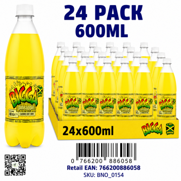 Buy Bigga Pineapple Soft Drink 24 x 600ml Bottles - Wholesale | Dubai UAE